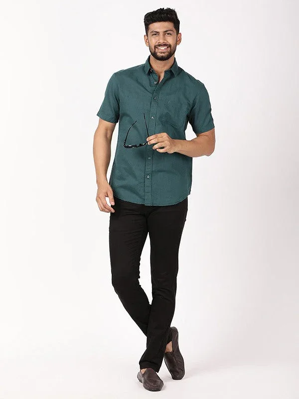 Men's Solid Half Sleeves Cotton Blend Shirt - Image 15