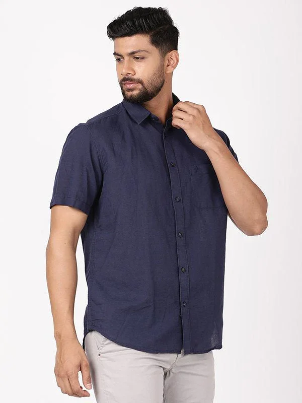 Men's Solid Half Sleeves Cotton Blend Shirt - Image 27