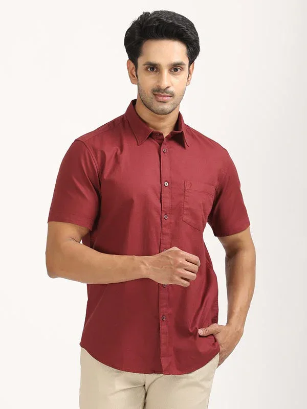 Men's Solid Half Sleeves Cotton Shirt - Image 11
