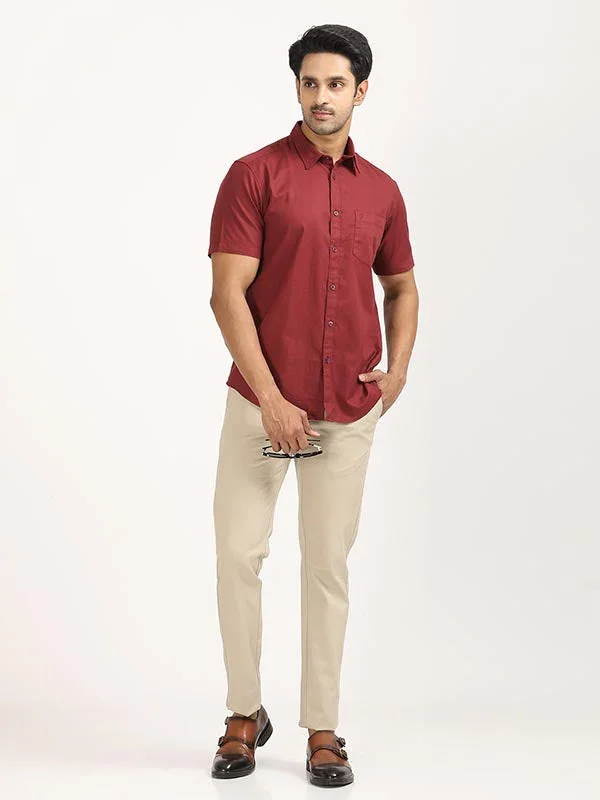 Men's Solid Half Sleeves Cotton Shirt - Image 13