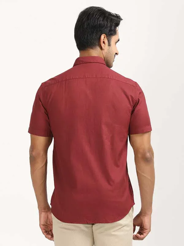 Men's Solid Half Sleeves Cotton Shirt - Image 14