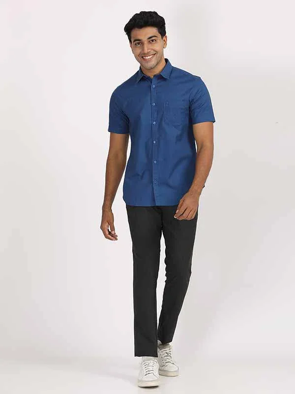 Men's Solid Half Sleeves Cotton Shirt - Image 17