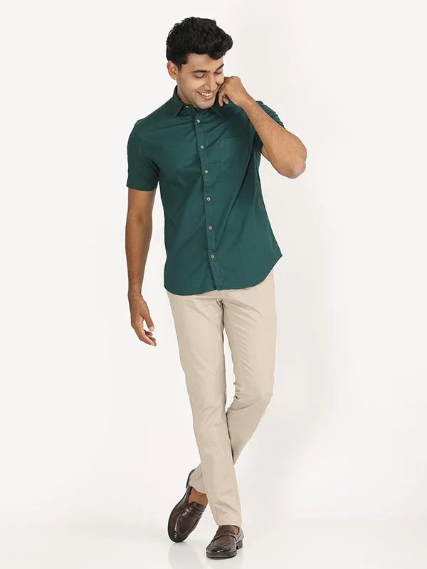 Men's Solid Half Sleeves Cotton Shirt - Image 26