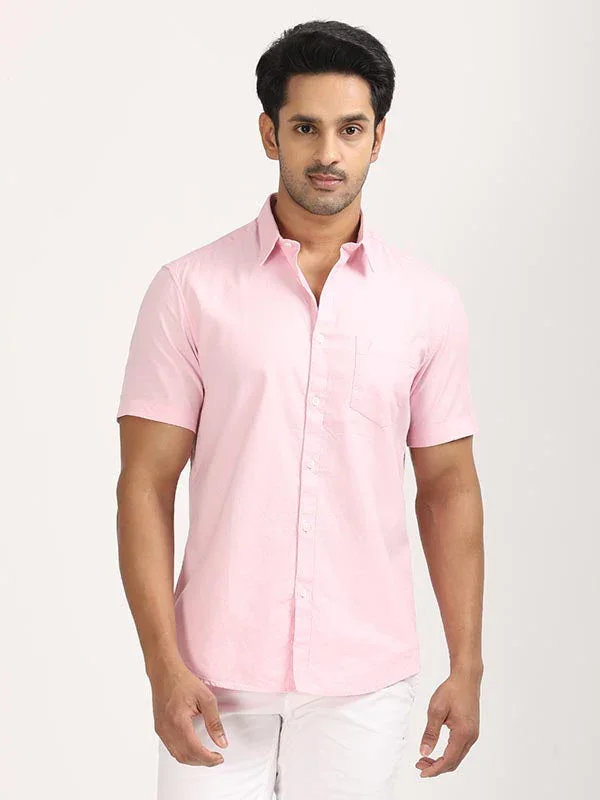 Men's Solid Half Sleeves Cotton Shirt - Image 28