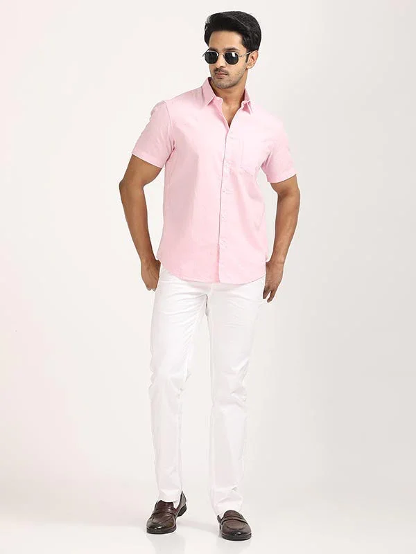 Men's Solid Half Sleeves Cotton Shirt - Image 31