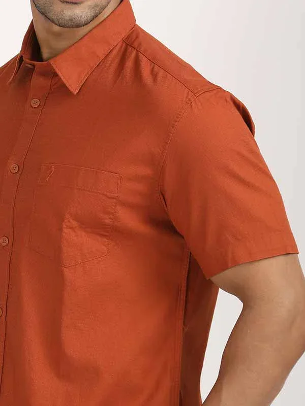 Men's Solid Half Sleeves Cotton Shirt - Image 34