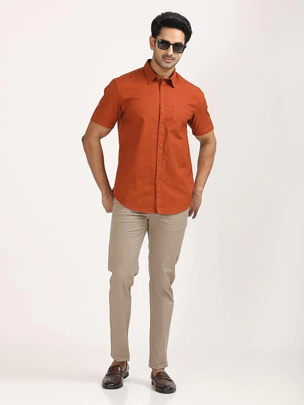 Men's Solid Half Sleeves Cotton Shirt - Image 35