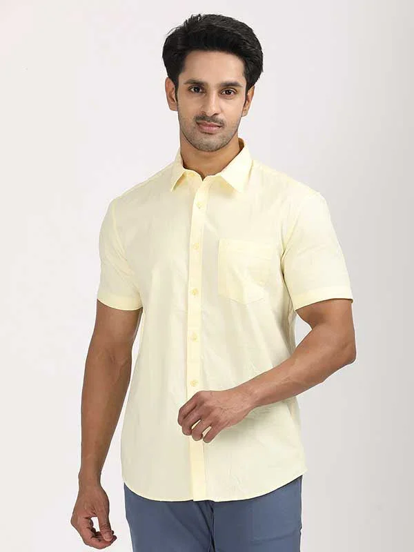 Men's Solid Half Sleeves Cotton Shirt - Image 37