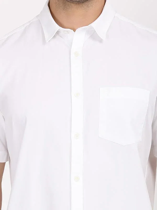 Men's Solid Half Sleeves Cotton Shirt - Image 8