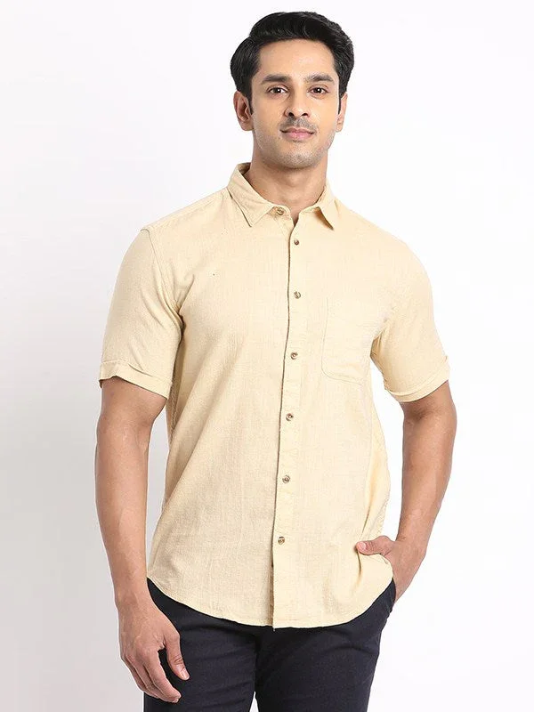Men's Solid Half Sleeves Cotton Shirt