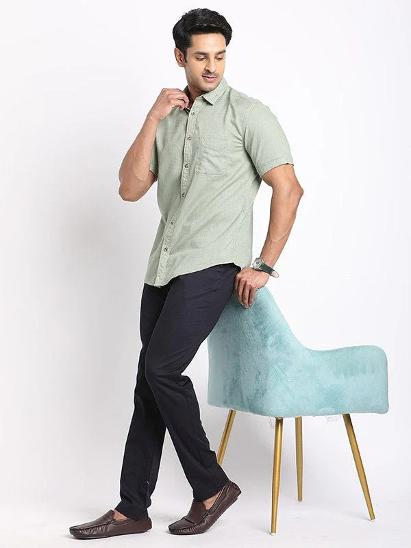 Men's Solid Half Sleeves Cotton Shirt - Image 10