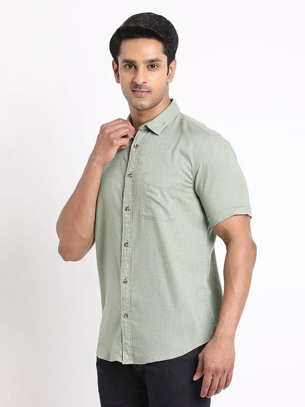 Men's Solid Half Sleeves Cotton Shirt - Image 7