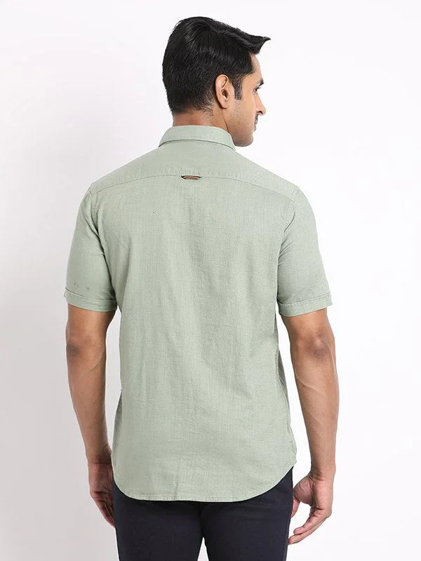 Men's Solid Half Sleeves Cotton Shirt - Image 9