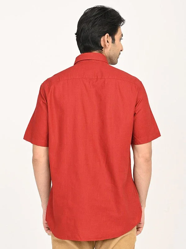 Men's Solid Half Sleeves Cotton Shirt - Image 4