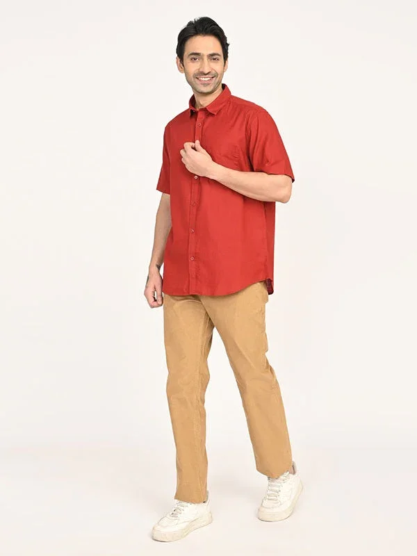 Men's Solid Half Sleeves Cotton Shirt - Image 5