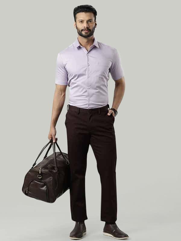 Men's Solid Half Sleeves Cotton Stretch Shirt - Image 29