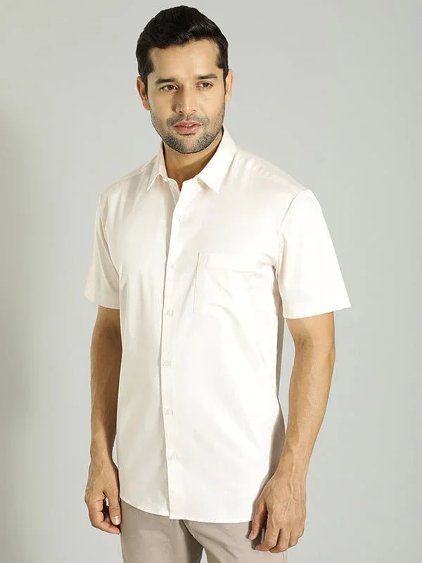 Men's Solid Half Sleeves Cotton Stretch Shirt - Image 7