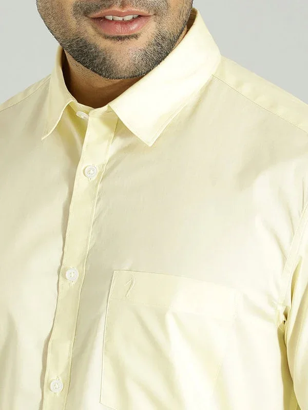 Men's Solid Half Sleeves Cotton Stretch Shirt - Image 12