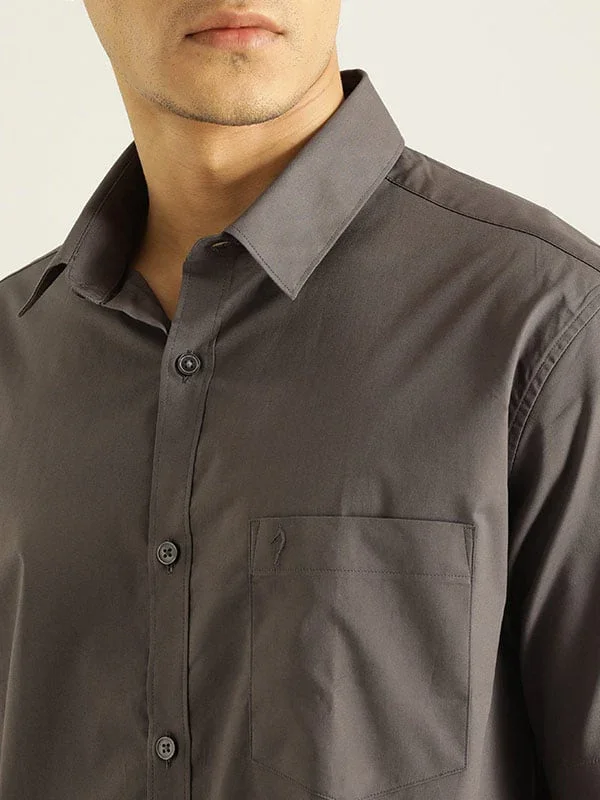 Men's Solid Half Sleeves Cotton Stretch Shirt - Image 15