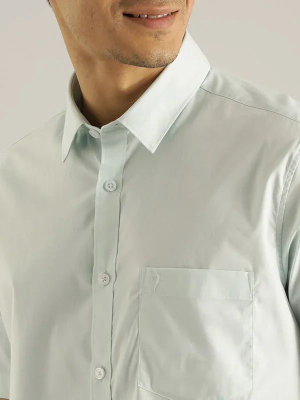 Men's Solid Half Sleeves Cotton Stretch Shirt - Image 23