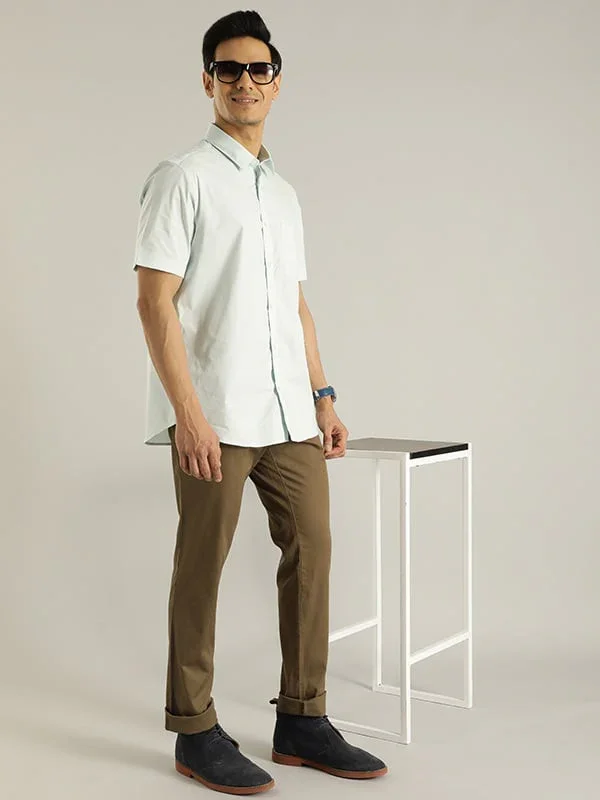 Men's Solid Half Sleeves Cotton Stretch Shirt - Image 24