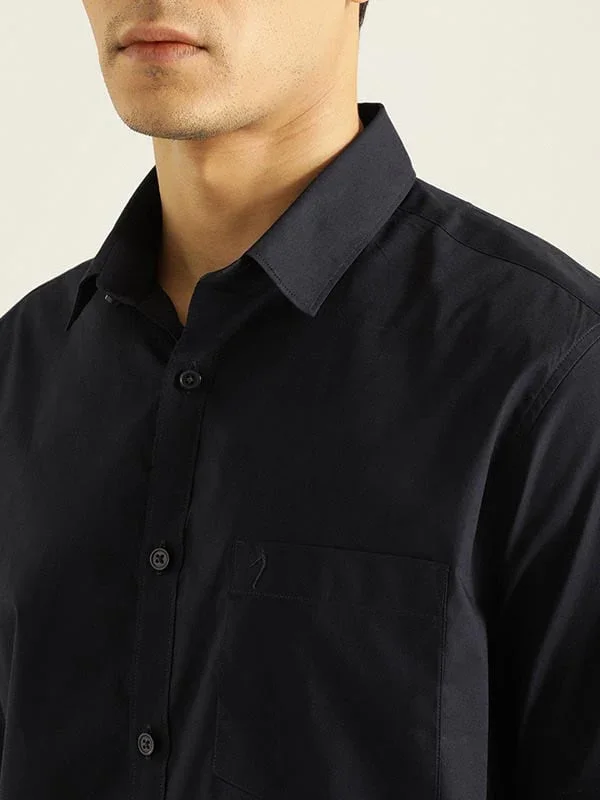 Men's Solid Half Sleeves Cotton Stretch Shirt - Image 27