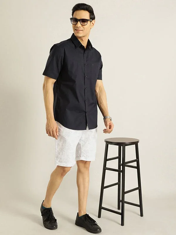 Men's Solid Half Sleeves Cotton Stretch Shirt - Image 28