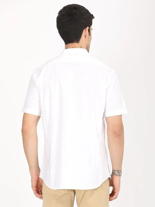 Men's Solid Half Sleeves Cotton Stretch Shirt - Image 38