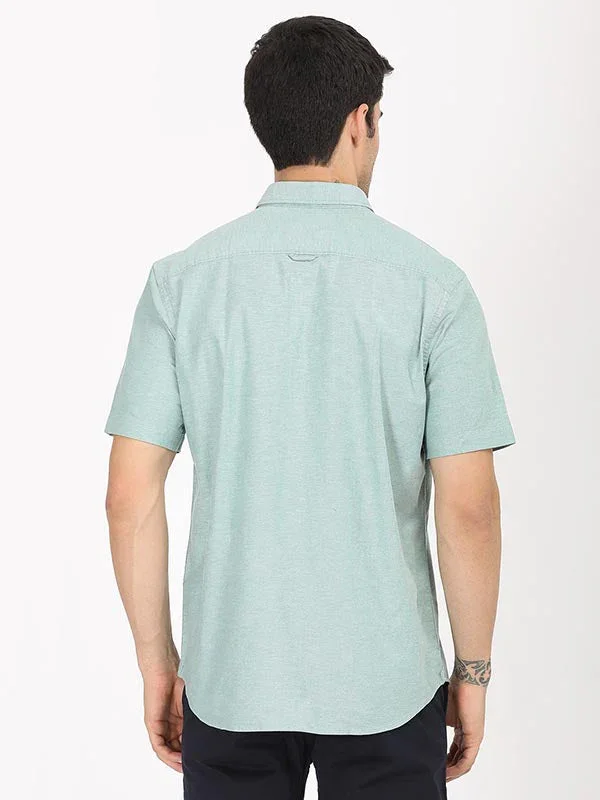 Men's Solid Half Sleeves Cotton Stretch Shirt - Image 10