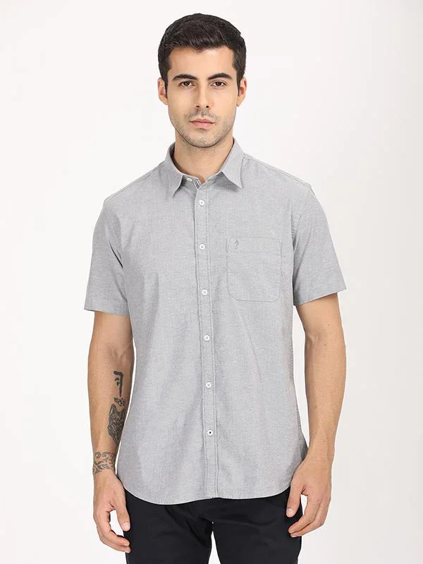 Men's Solid Half Sleeves Cotton Stretch Shirt - Image 11