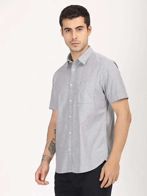Men's Solid Half Sleeves Cotton Stretch Shirt - Image 12