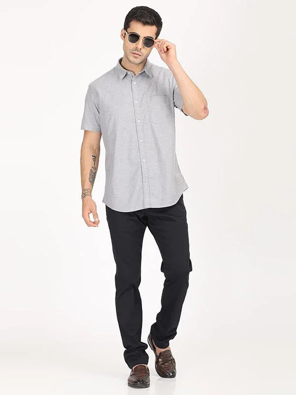 Men's Solid Half Sleeves Cotton Stretch Shirt - Image 14