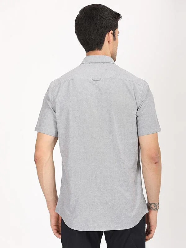Men's Solid Half Sleeves Cotton Stretch Shirt - Image 15