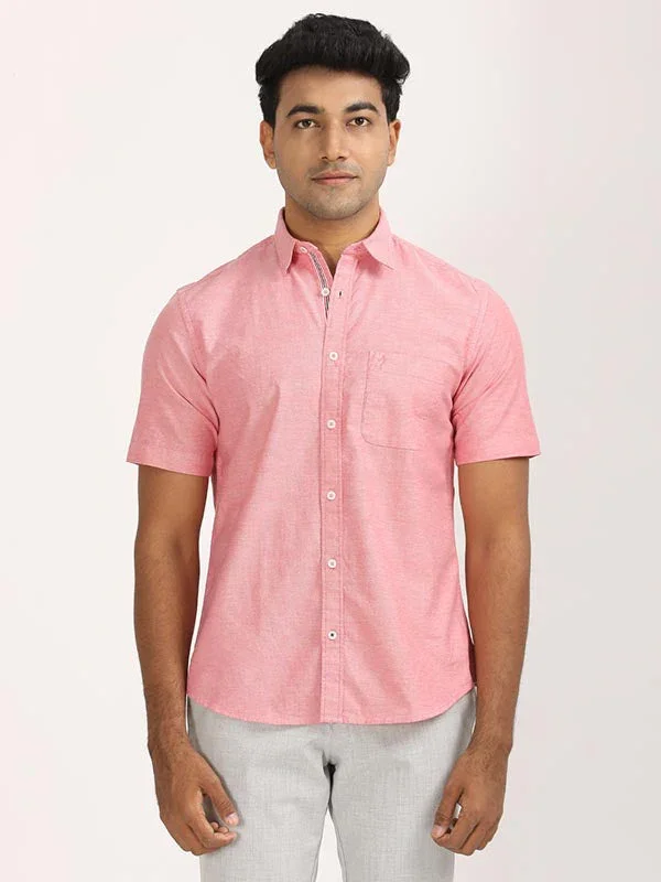 Men's Solid Half Sleeves Cotton Stretch Shirt - Image 16