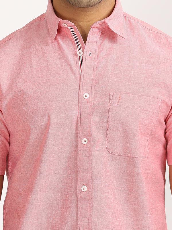 Men's Solid Half Sleeves Cotton Stretch Shirt - Image 18