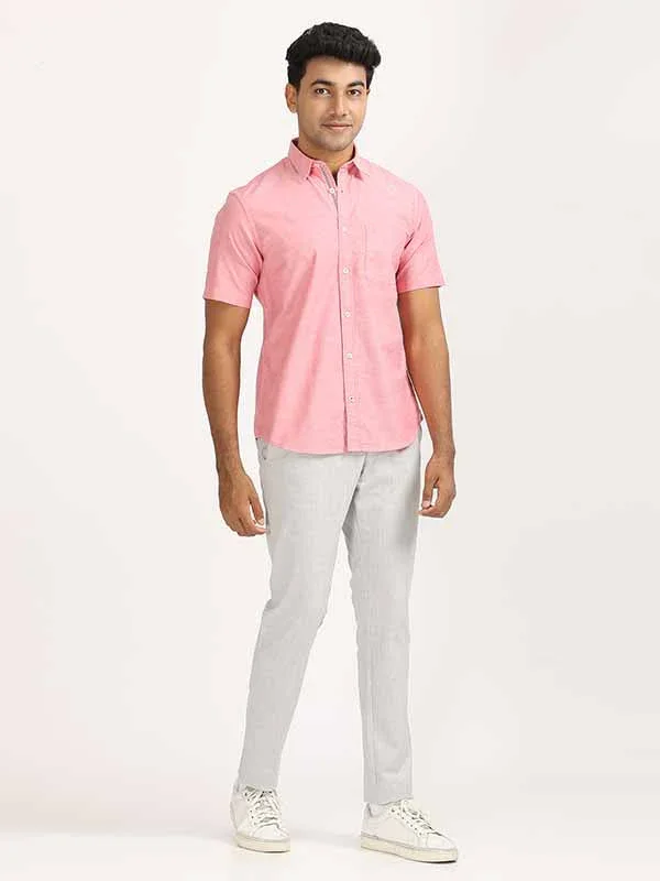 Men's Solid Half Sleeves Cotton Stretch Shirt - Image 19