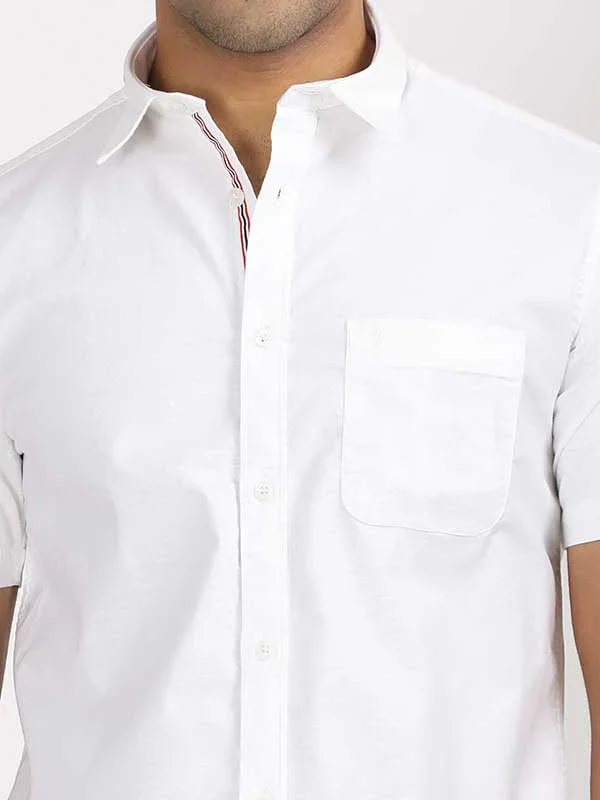 Men's Solid Half Sleeves Cotton Stretch Shirt - Image 22