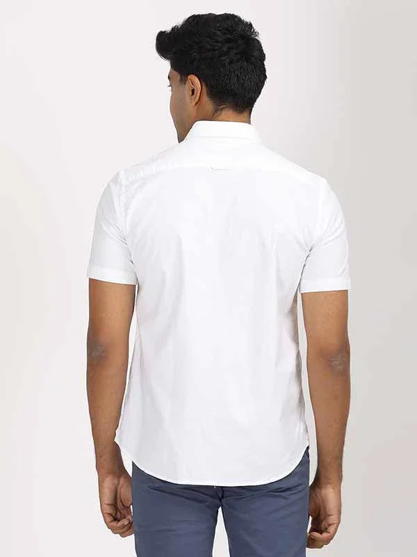 Men's Solid Half Sleeves Cotton Stretch Shirt - Image 24