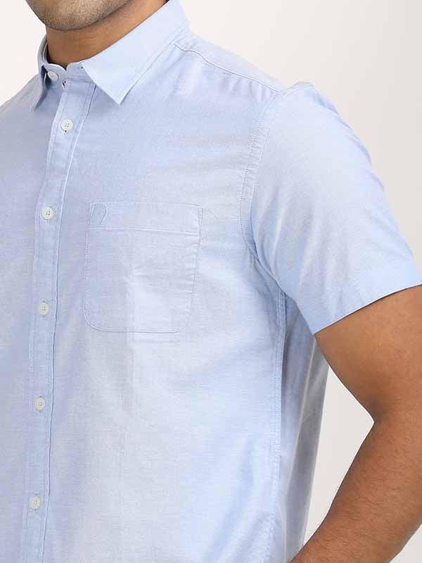 Men's Solid Half Sleeves Cotton Stretch Shirt - Image 27