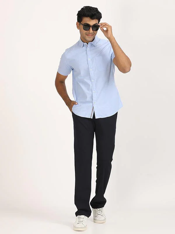 Men's Solid Half Sleeves Cotton Stretch Shirt - Image 29