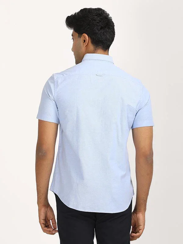 Men's Solid Half Sleeves Cotton Stretch Shirt - Image 30