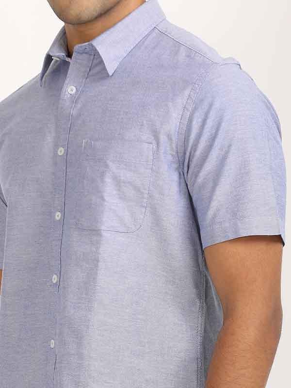 Men's Solid Half Sleeves Cotton Stretch Shirt - Image 32