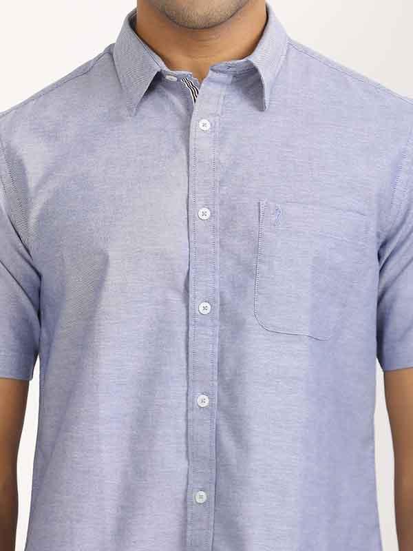 Men's Solid Half Sleeves Cotton Stretch Shirt - Image 33