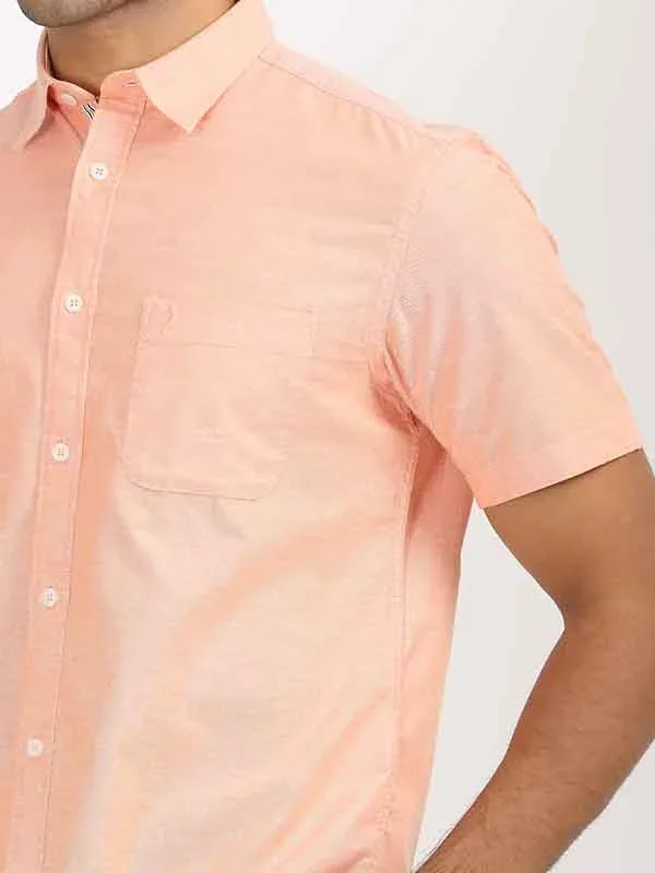 Men's Solid Half Sleeves Cotton Stretch Shirt - Image 37