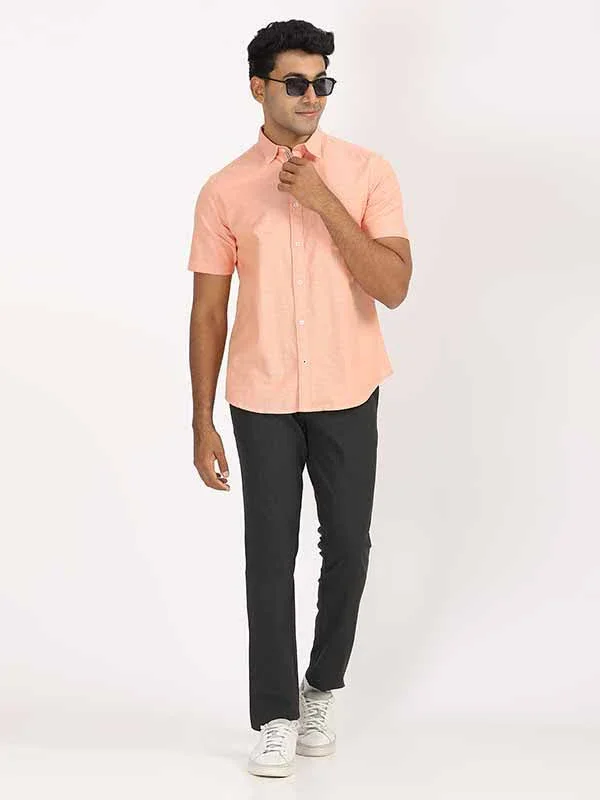 Men's Solid Half Sleeves Cotton Stretch Shirt - Image 38