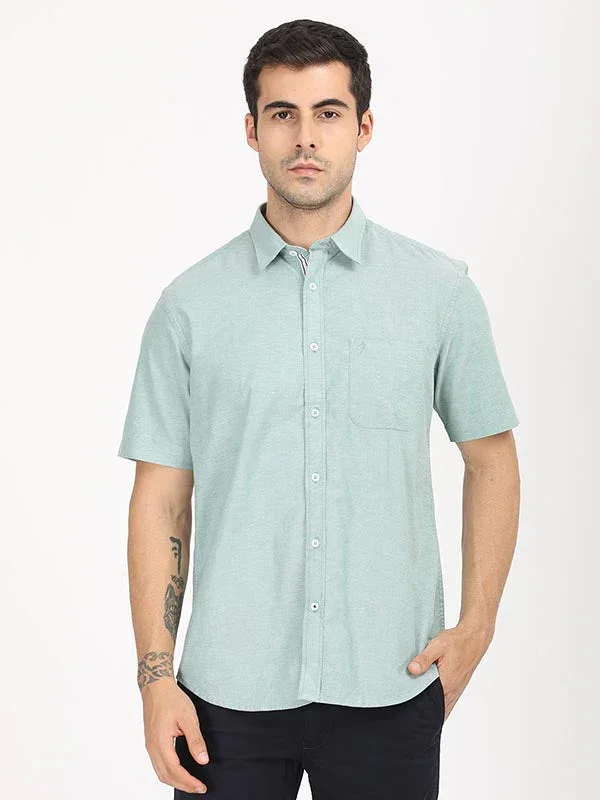 Men's Solid Half Sleeves Cotton Stretch Shirt - Image 6