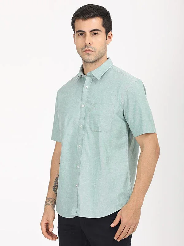Men's Solid Half Sleeves Cotton Stretch Shirt - Image 7