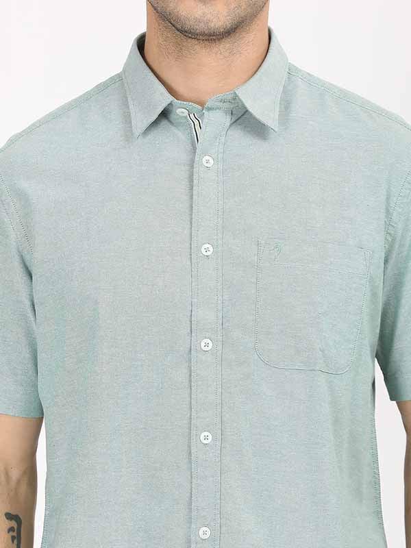 Men's Solid Half Sleeves Cotton Stretch Shirt - Image 8