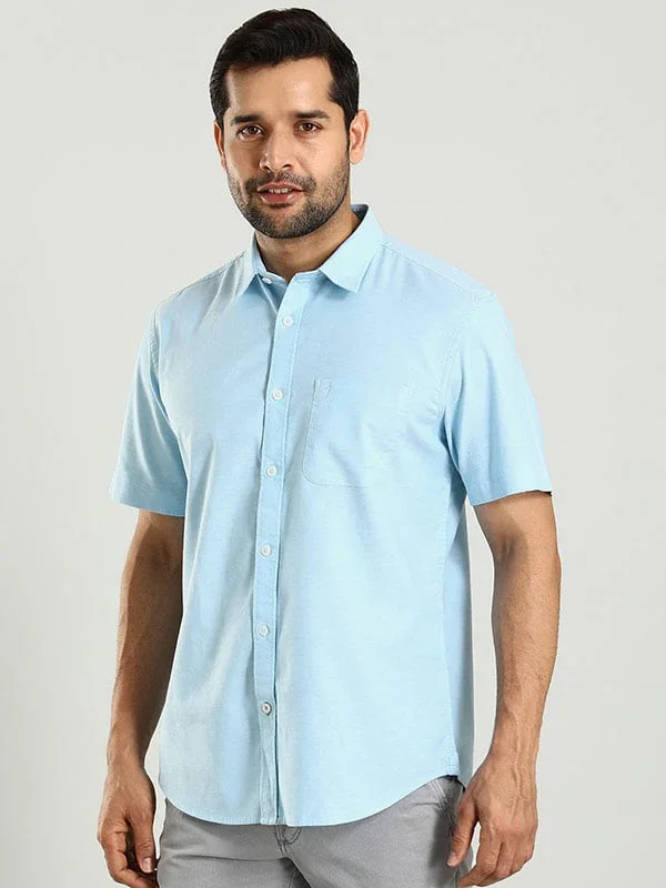 Men's Solid Half Sleeves Cotton Stretch Shirt - Image 15