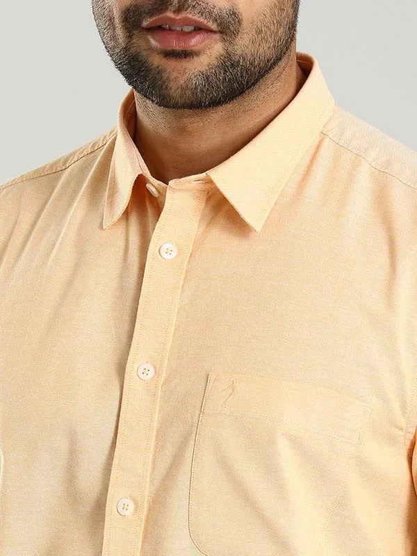 Men's Solid Half Sleeves Cotton Stretch Shirt - Image 20